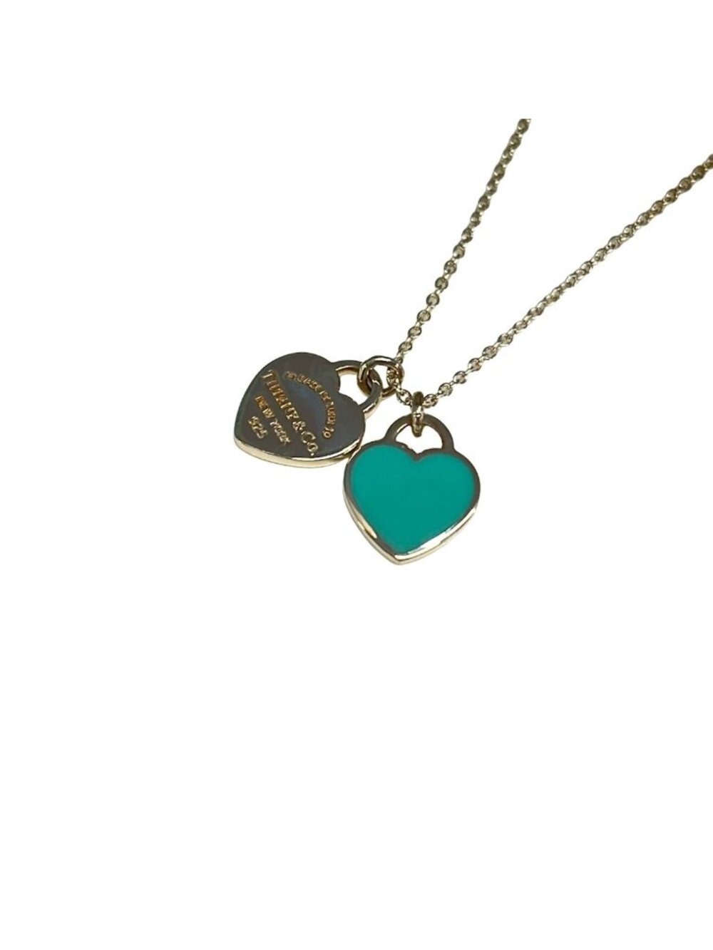 Tiffany & Co Necklace Return to Tiffany Double Heart Tag Silver Blue